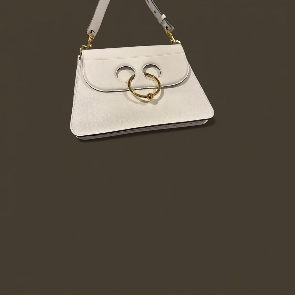 JW ANDERSON white calf  leather shoulder bag with gold tone hardware